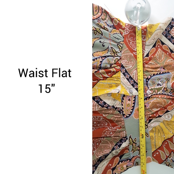 DEX🍂Multicolor Paisley Balloon Long Sleeves Peplum Blouse/ Top - Picture 7 of 10